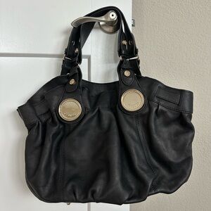RARE Gustto Black Genuine Leather Shoulder Bag